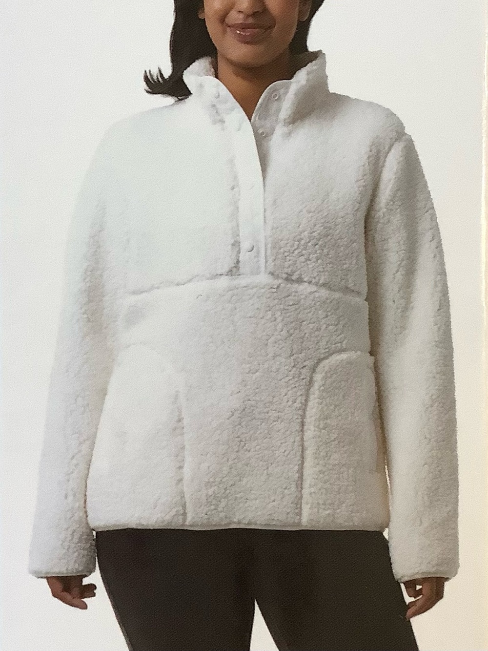 32 Degrees Cream Teddy Sherpa Pullover Jacket